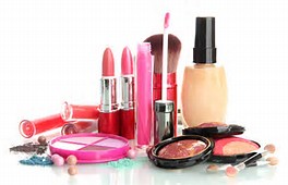Organic skincare - pic of lipstick and cosmetics.
